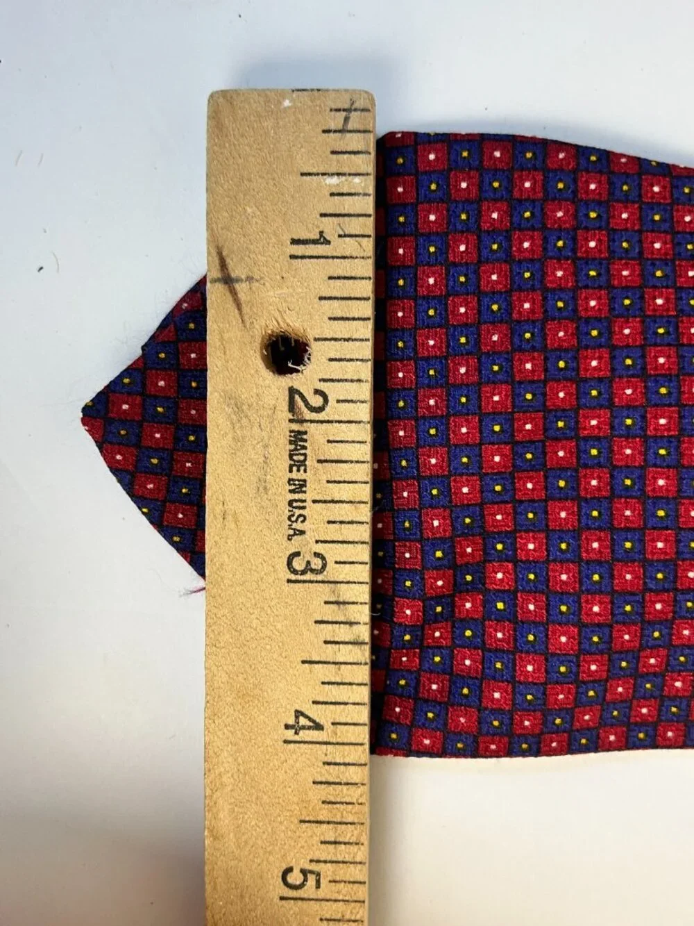 Lauren Ralph Lauren Silk Tie Hand Finished Red Blue Square